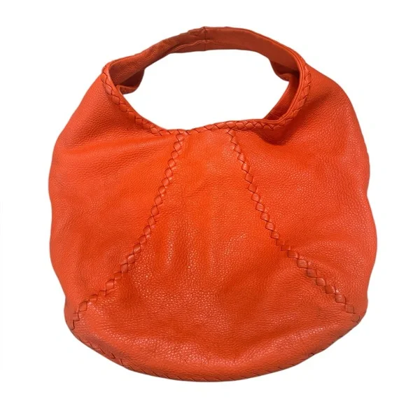 BOTTEGA VENETA 1Cervo Deerskin Large Hobo, Tangerine - Picture 4 of 14